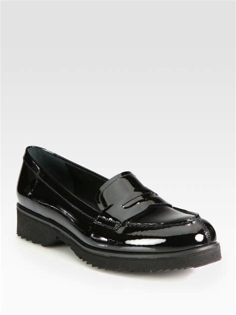 prada patent leather platform loafers|Prada penny loafers women.